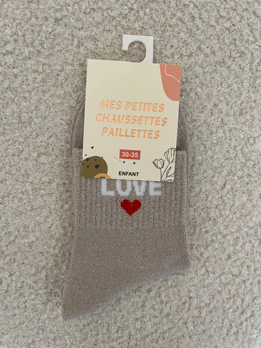 Kindersokken Love | Beige