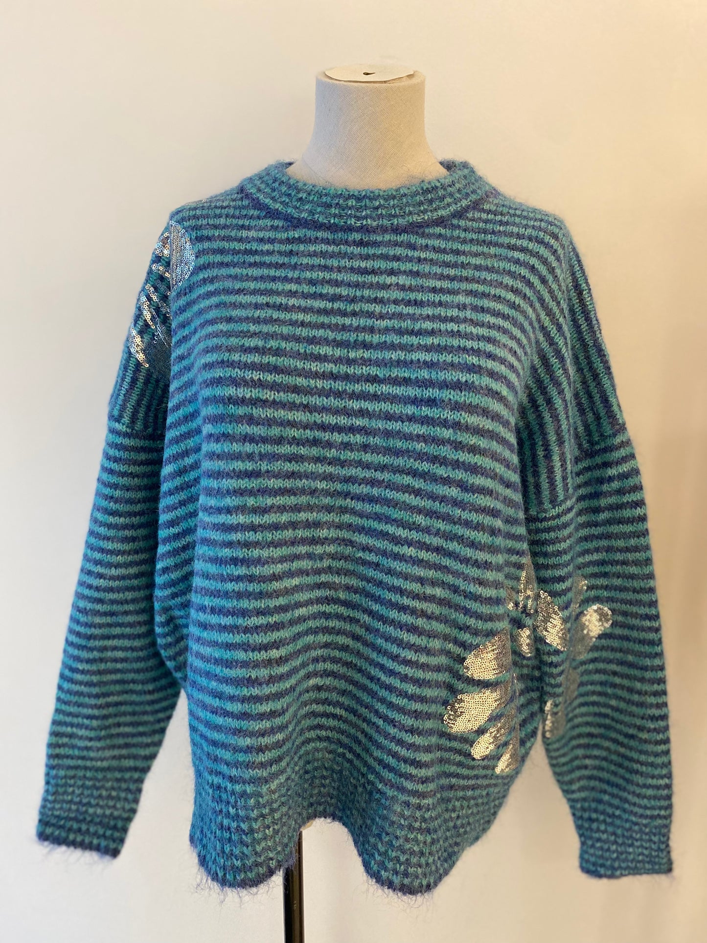 Trui met strepen | glitter bloemen