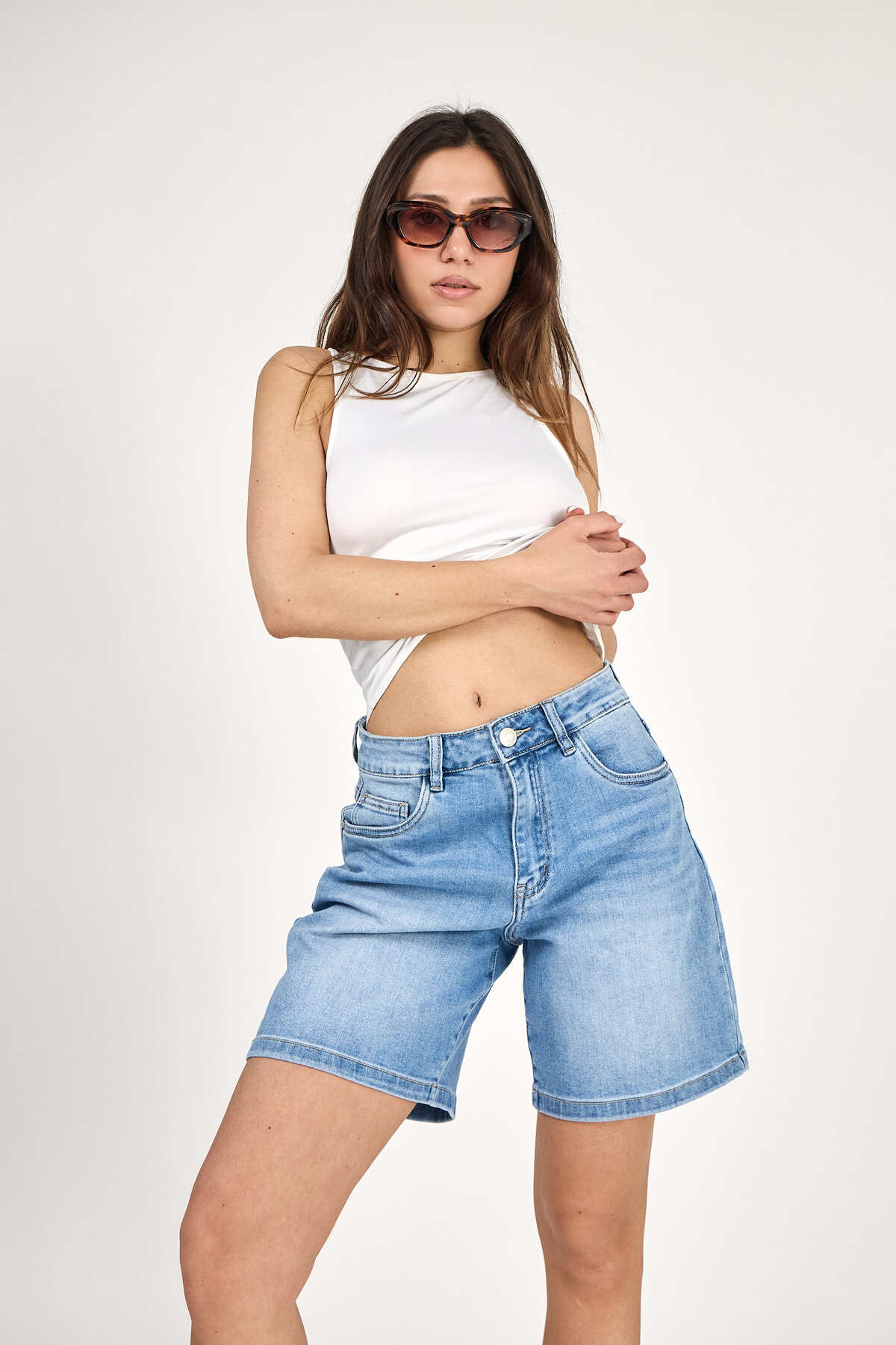 Denim baggy short