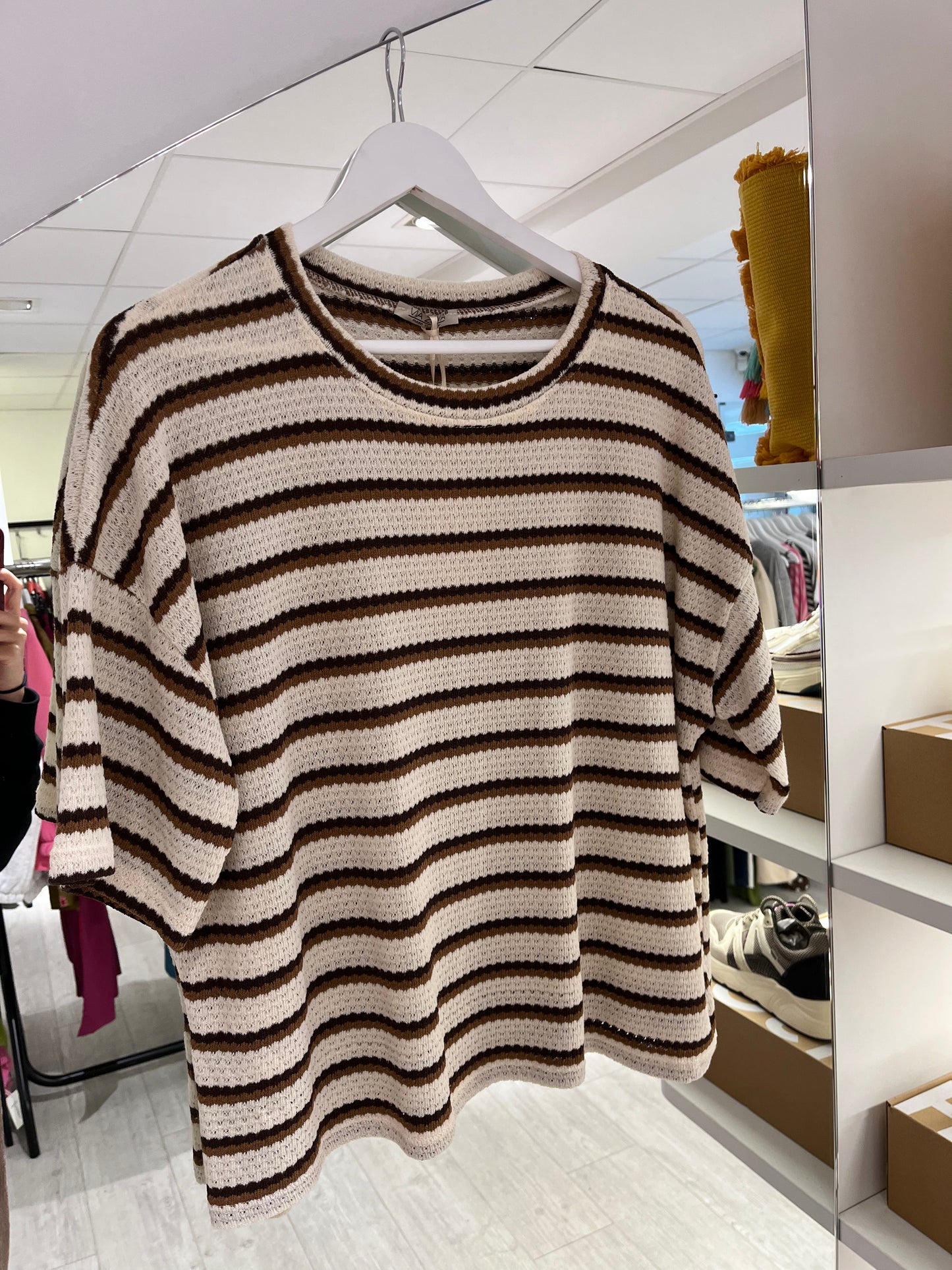 Blouse strepen | Bruin