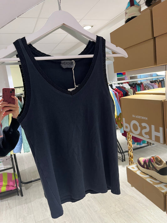 V-hals Top | Blauw