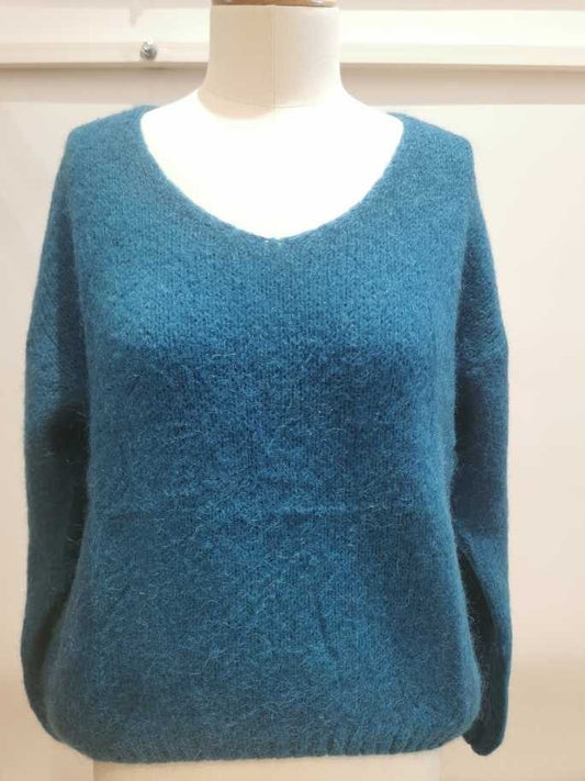 V-neck sweater | Blue canard