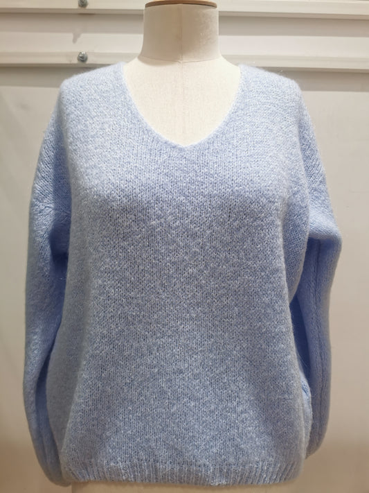 V-neck sweater | Blue ciel