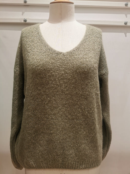 V-neck sweater | Kaki bf