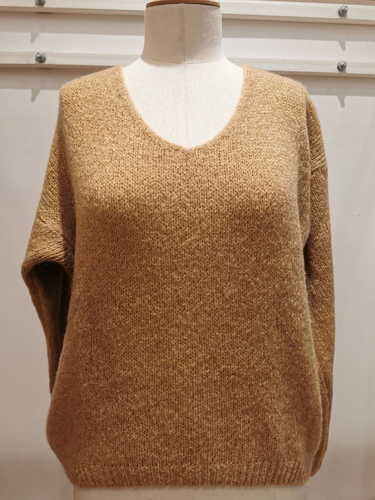V-hals trui | Taupe
