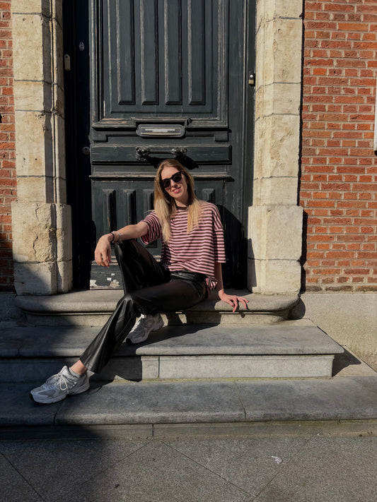 T-shirt strepen | Bruin