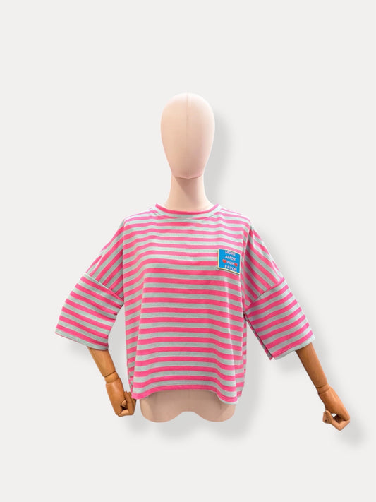 T-shirt strepen More amor | Fushia