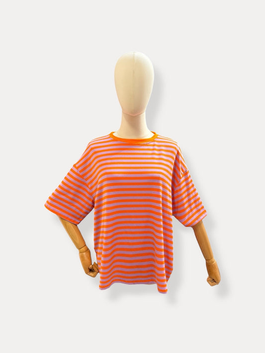 T-shirt strepen | Oranje & Violet
