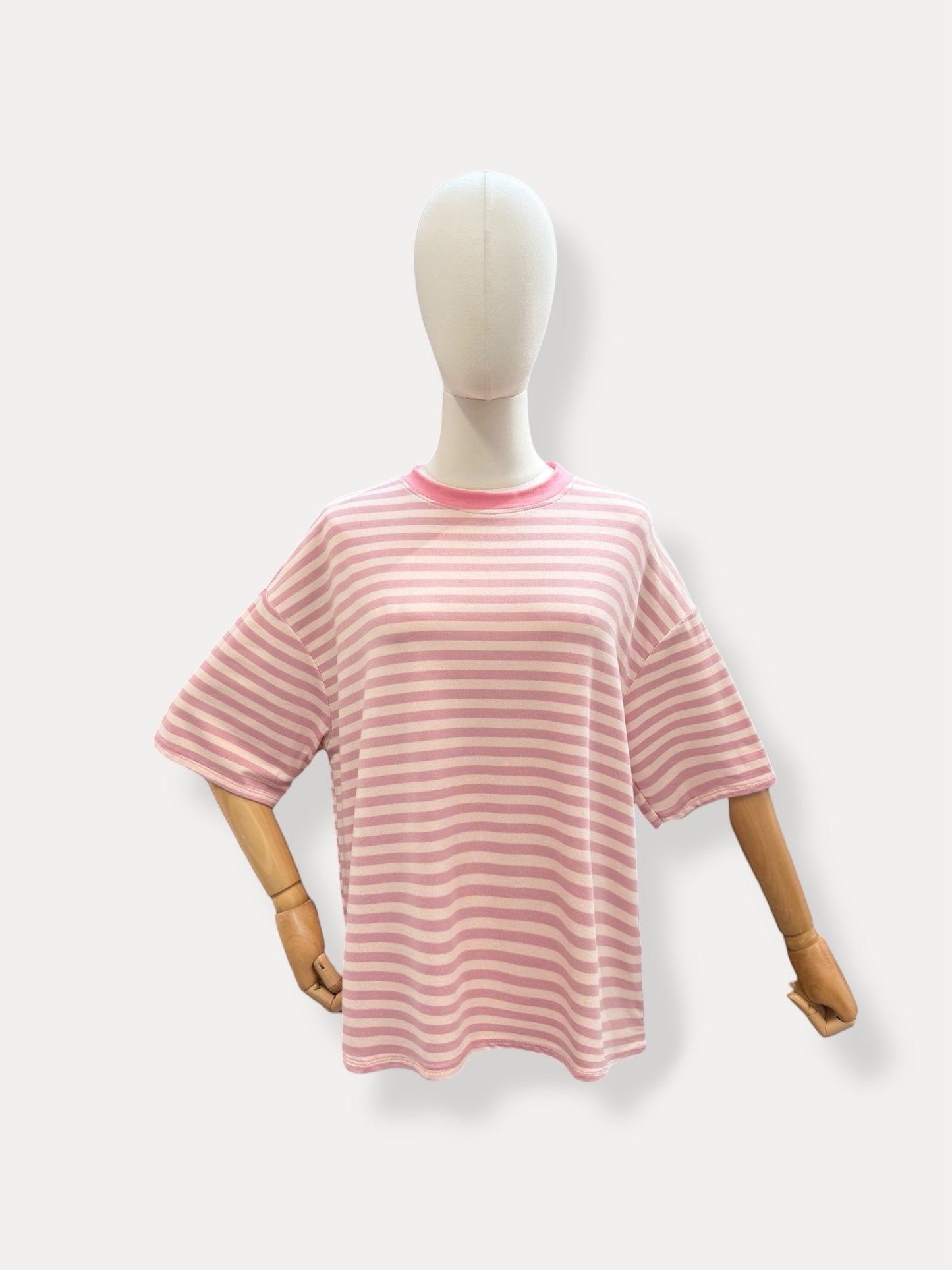 T-shirt strepen | Licht roos