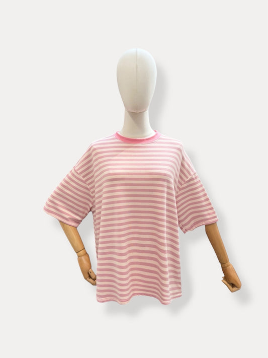 T-shirt strepen | Licht roos