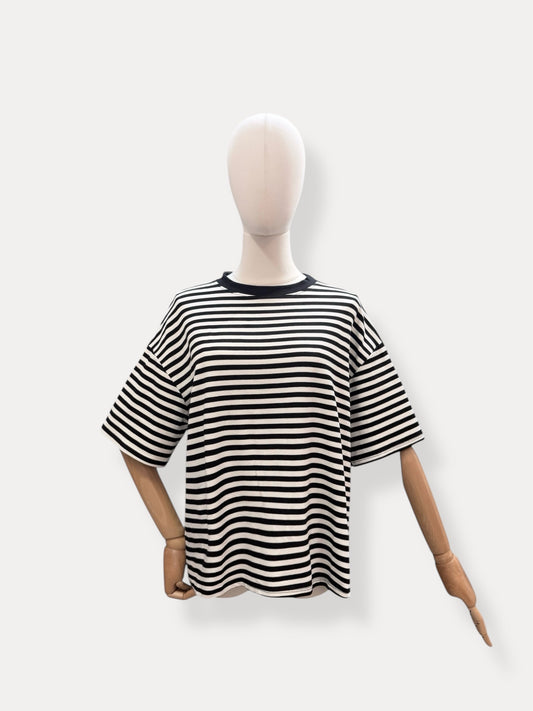 T-shirt strepen | Zwart