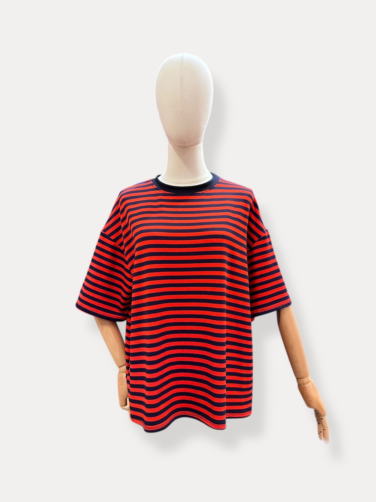 T-shirt strepen | Marine & Rood