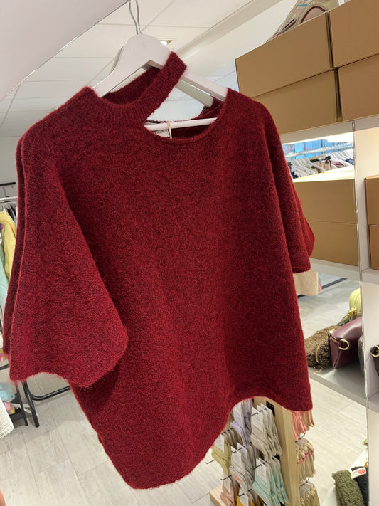 Trui met speciale kraag | Bordeaux