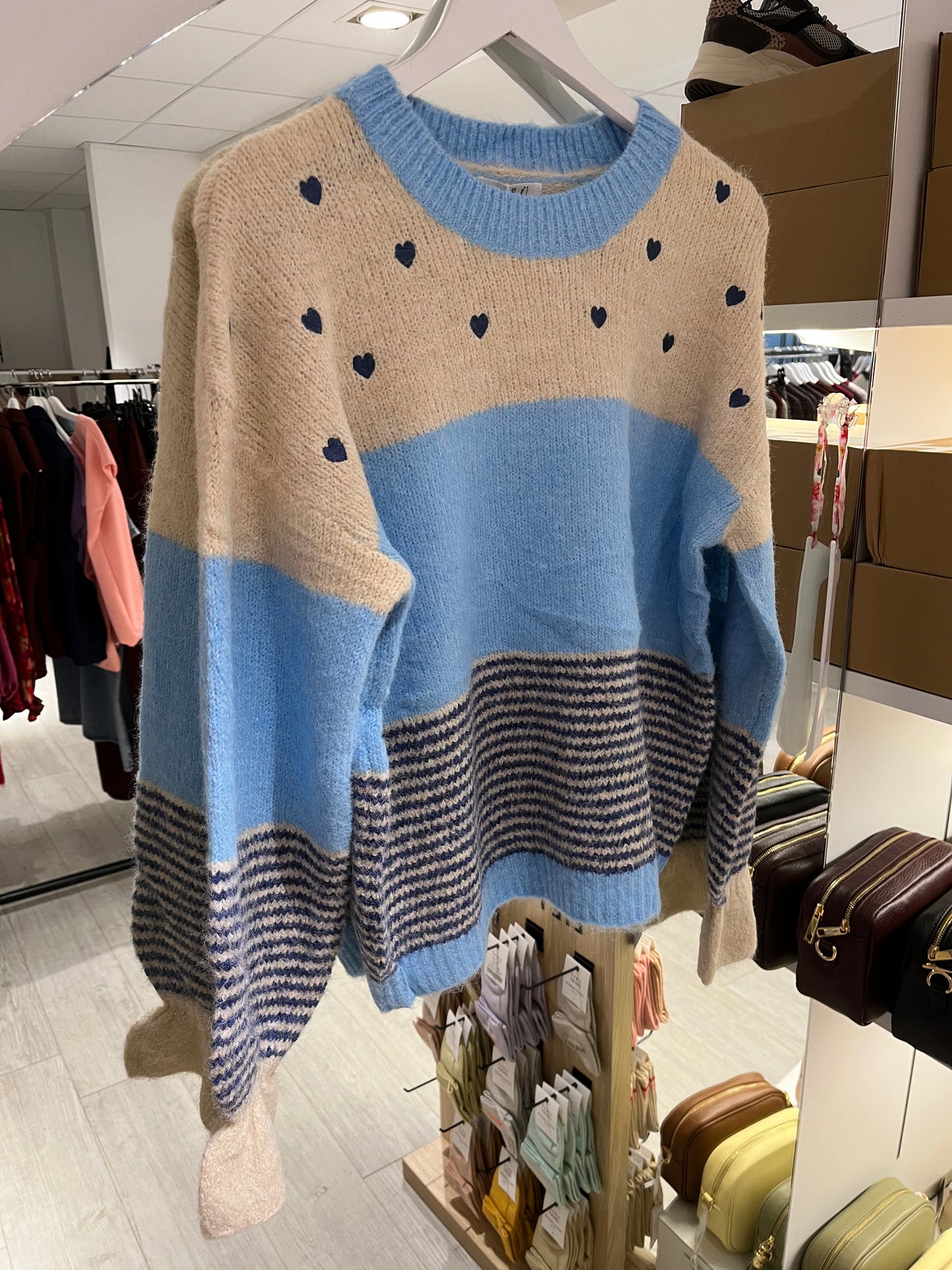 Trui hartjes/Strepen | Blauw