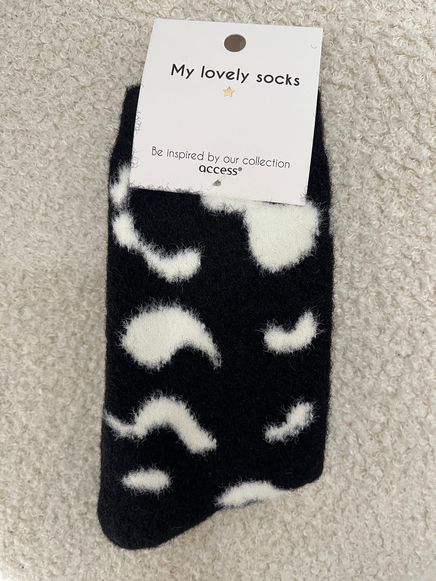Fluffy sokken | Wit & Zwart