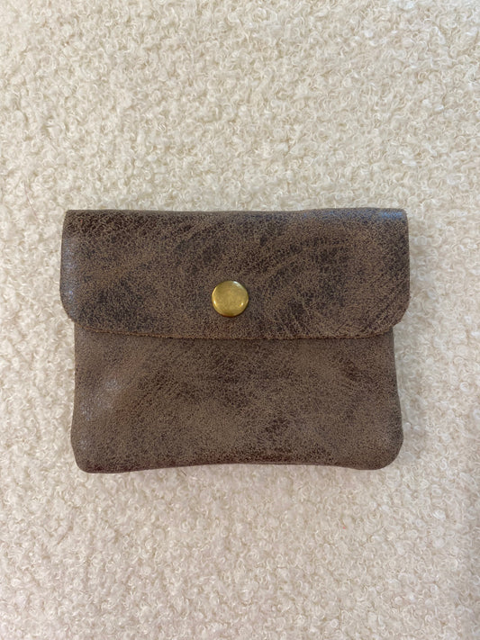 Suede portemonnee | bruin