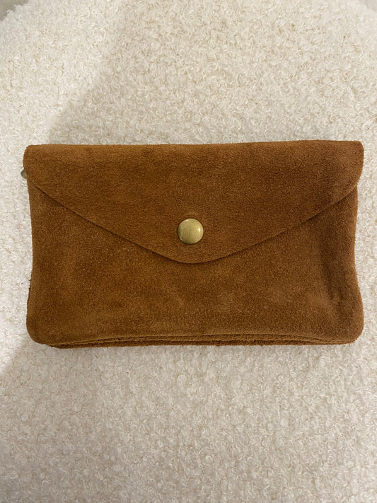 Suede portemonnee | Bruin