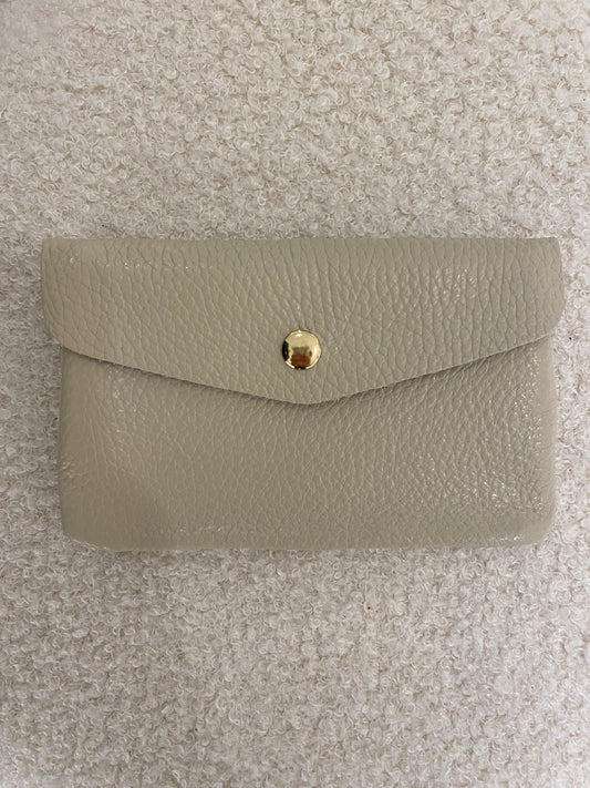 Lederen portemonnee | Beige
