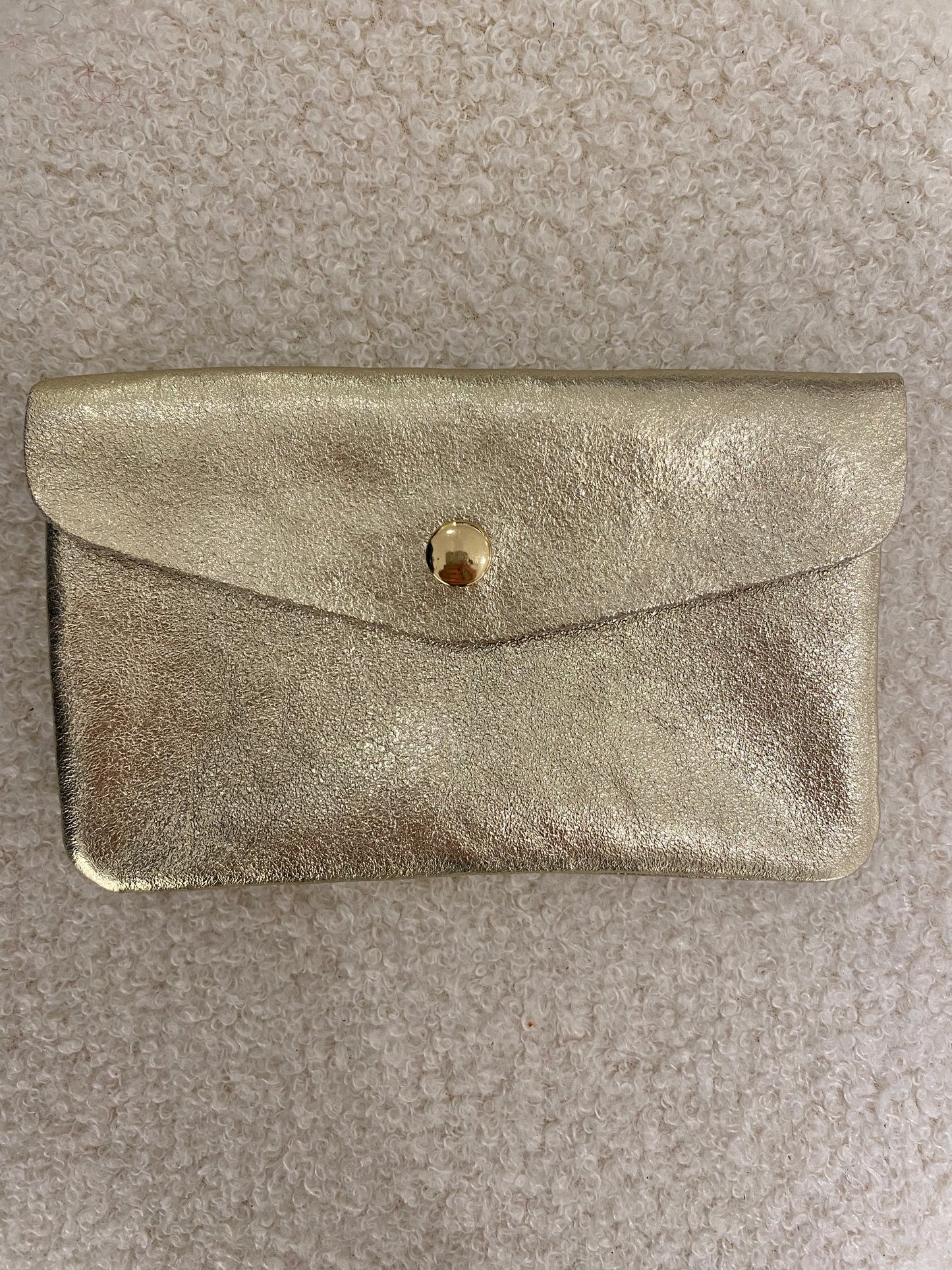 Lederen portemonnee | Metallic goud