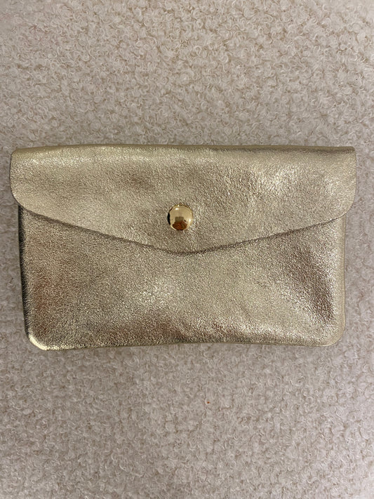 Lederen portemonnee | Metallic goud