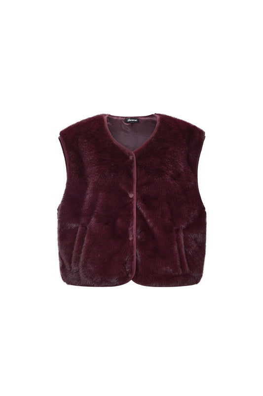 Vest fluffy | Bordeaux