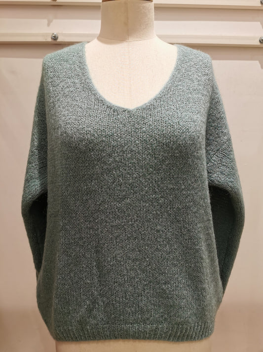 V-hals trui | Vert céladon