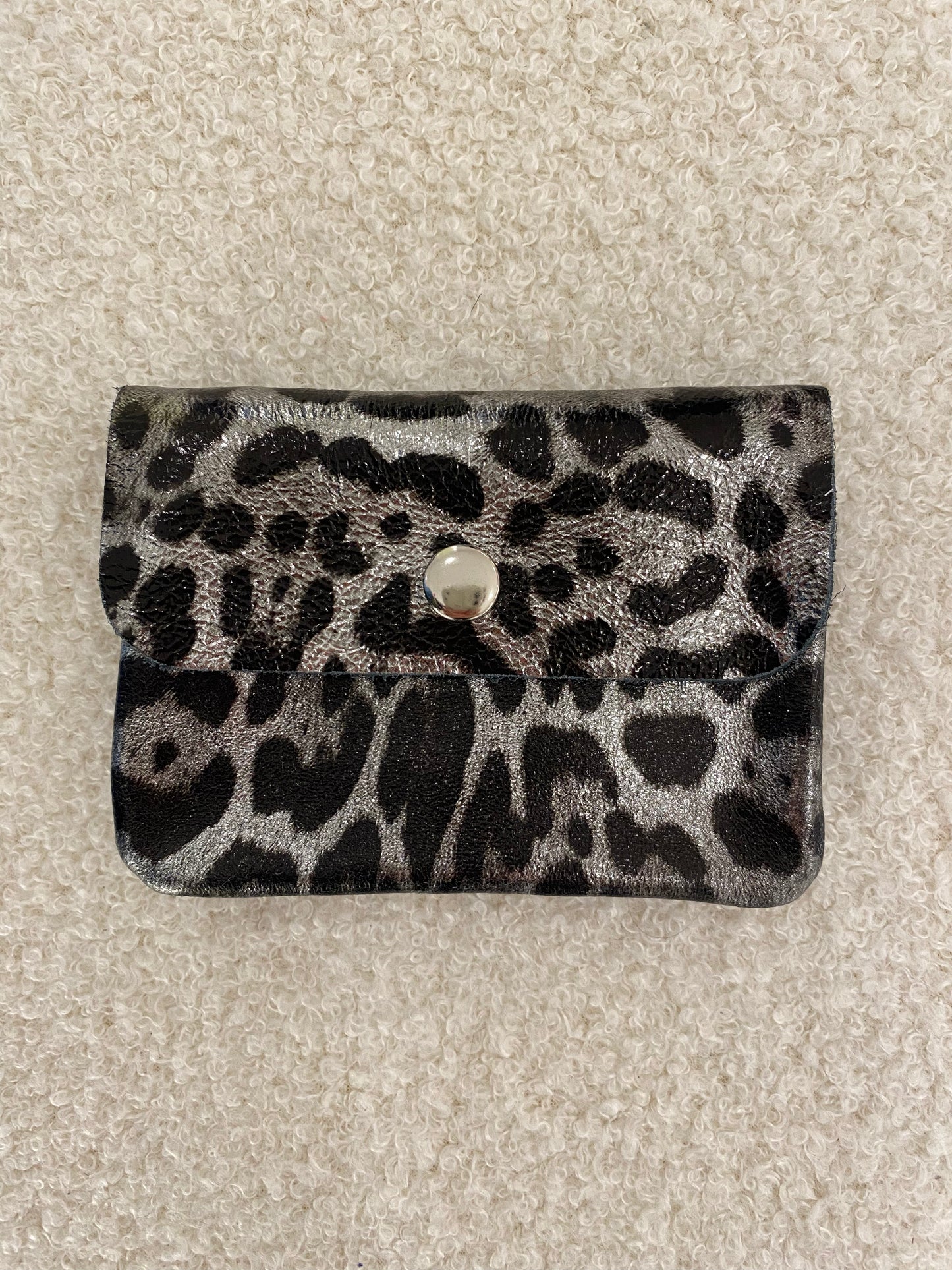 Lederen portemonnee metallic panter
