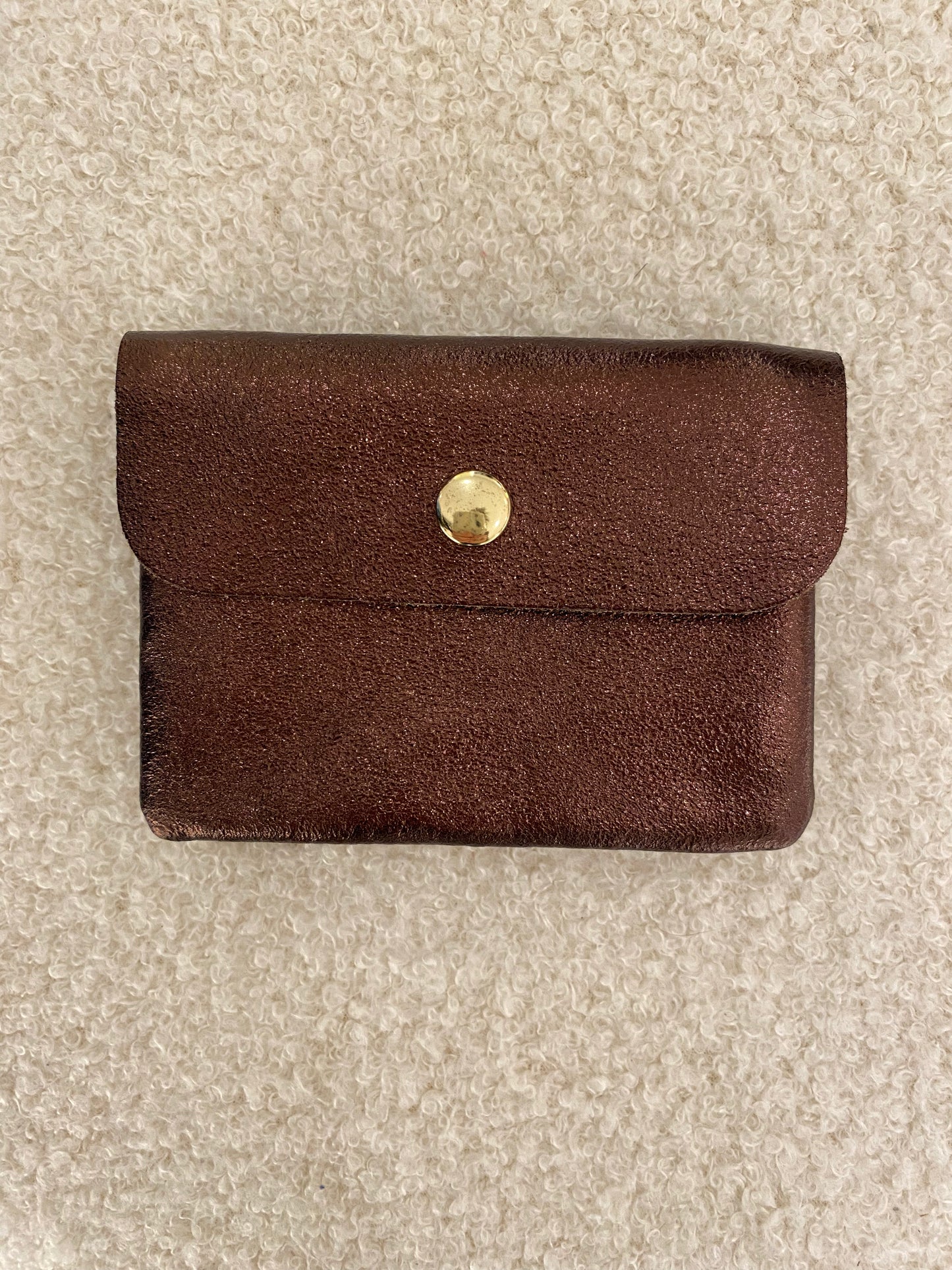 Lederen portemonnee metallic bruin