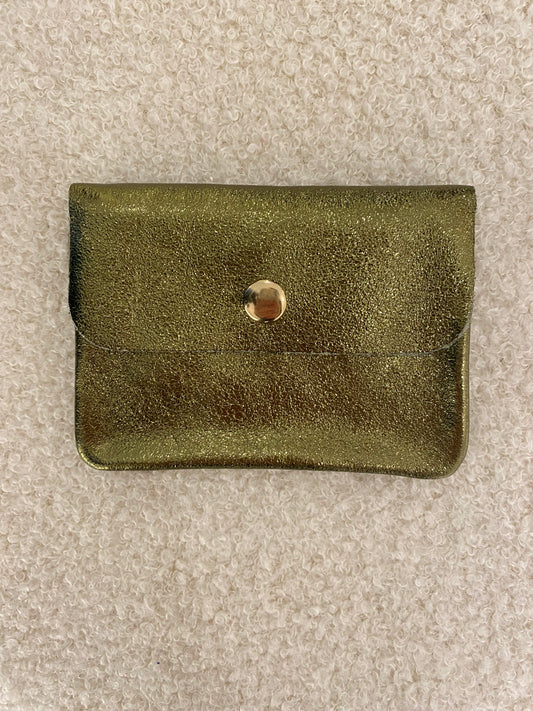 Lederen portemonnee metallic groen