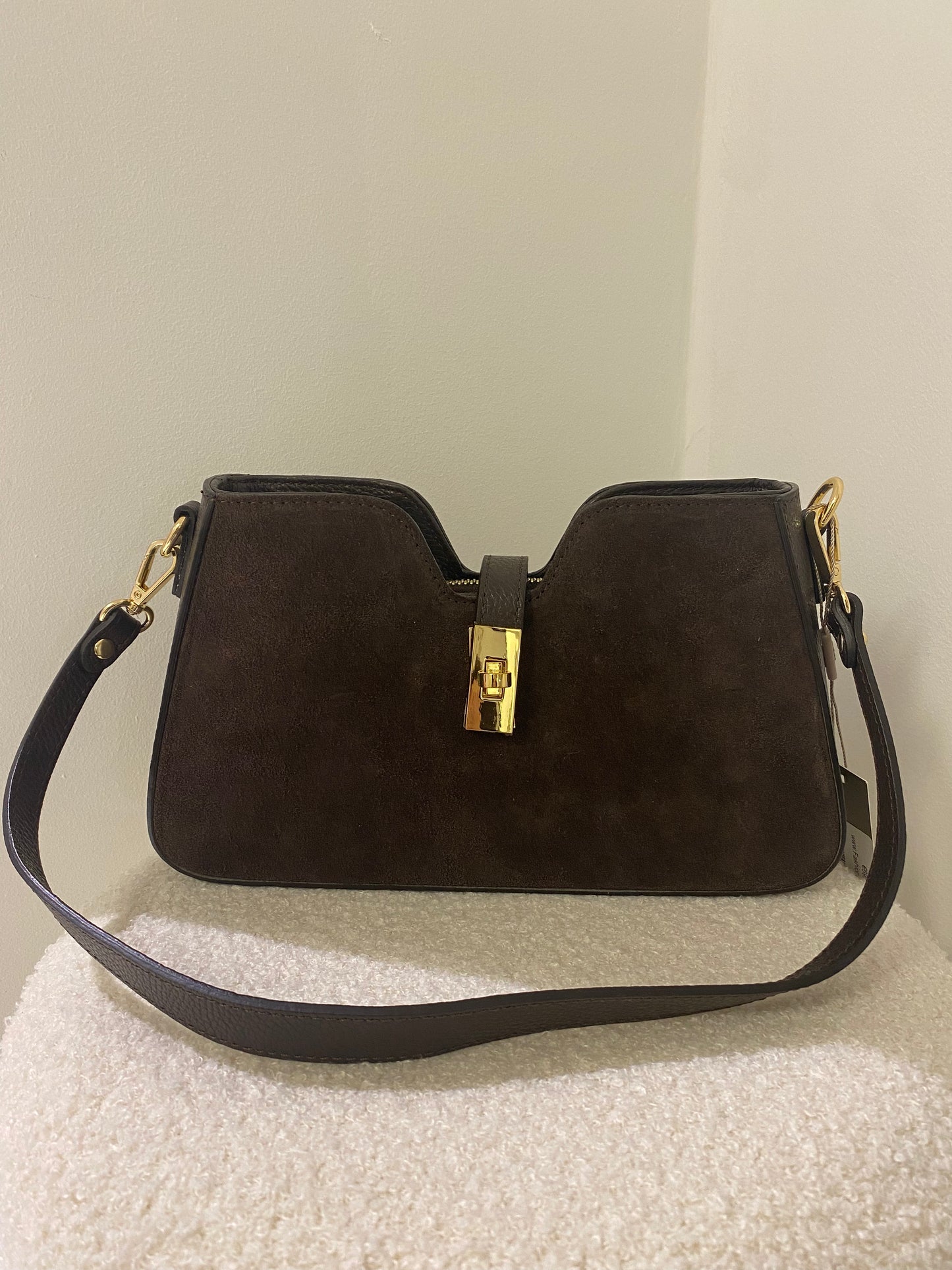 Suede handtas | Bruin