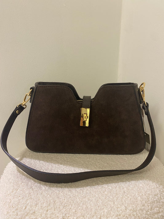 Suede handtas | Bruin