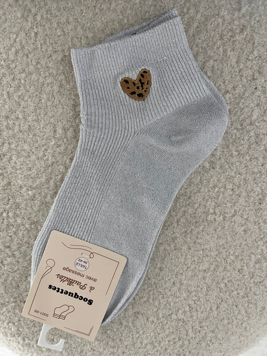 Sokken panter hartje | Zilver