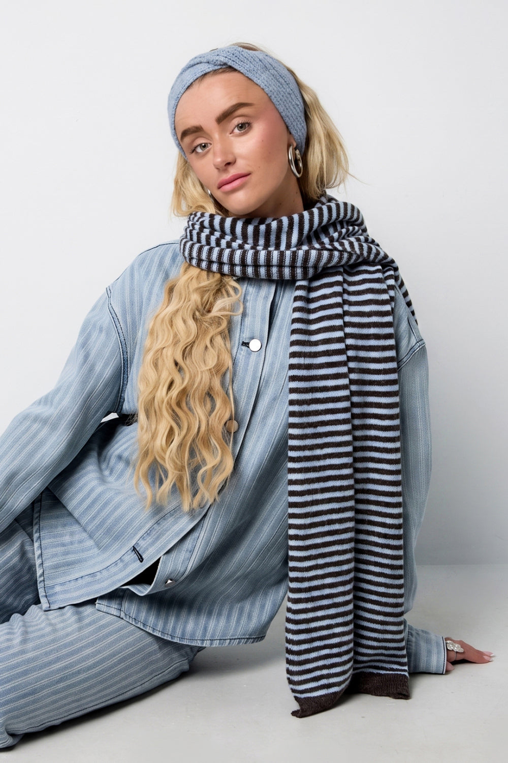 Wintersjaal met strepen | Blauw