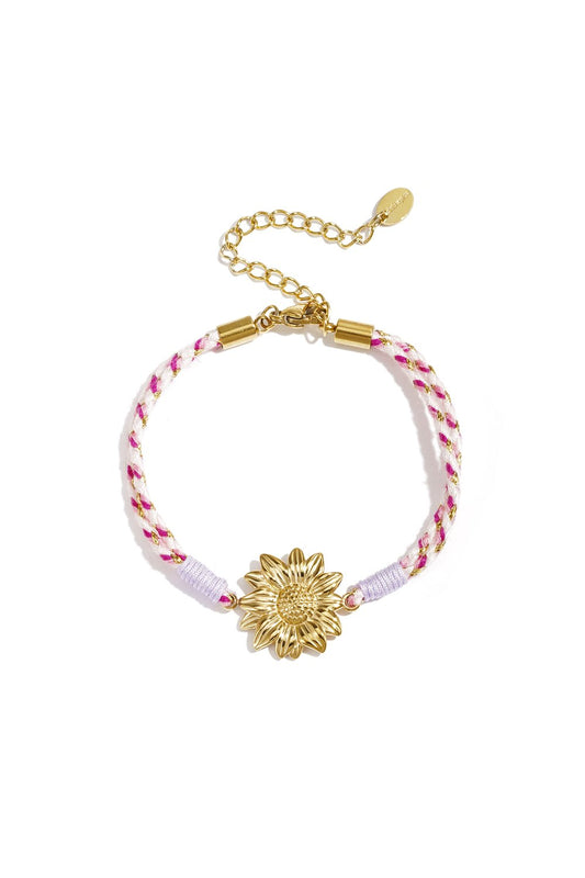 Armband met touw bedeltje Bloempje