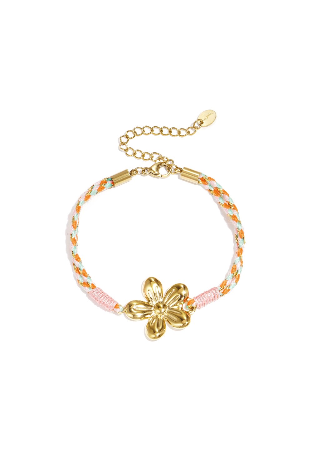 Armband met touw bedeltje Bloempje