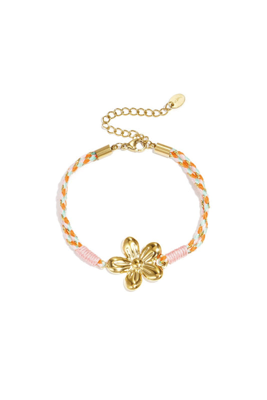 Armband met touw bedeltje Bloempje