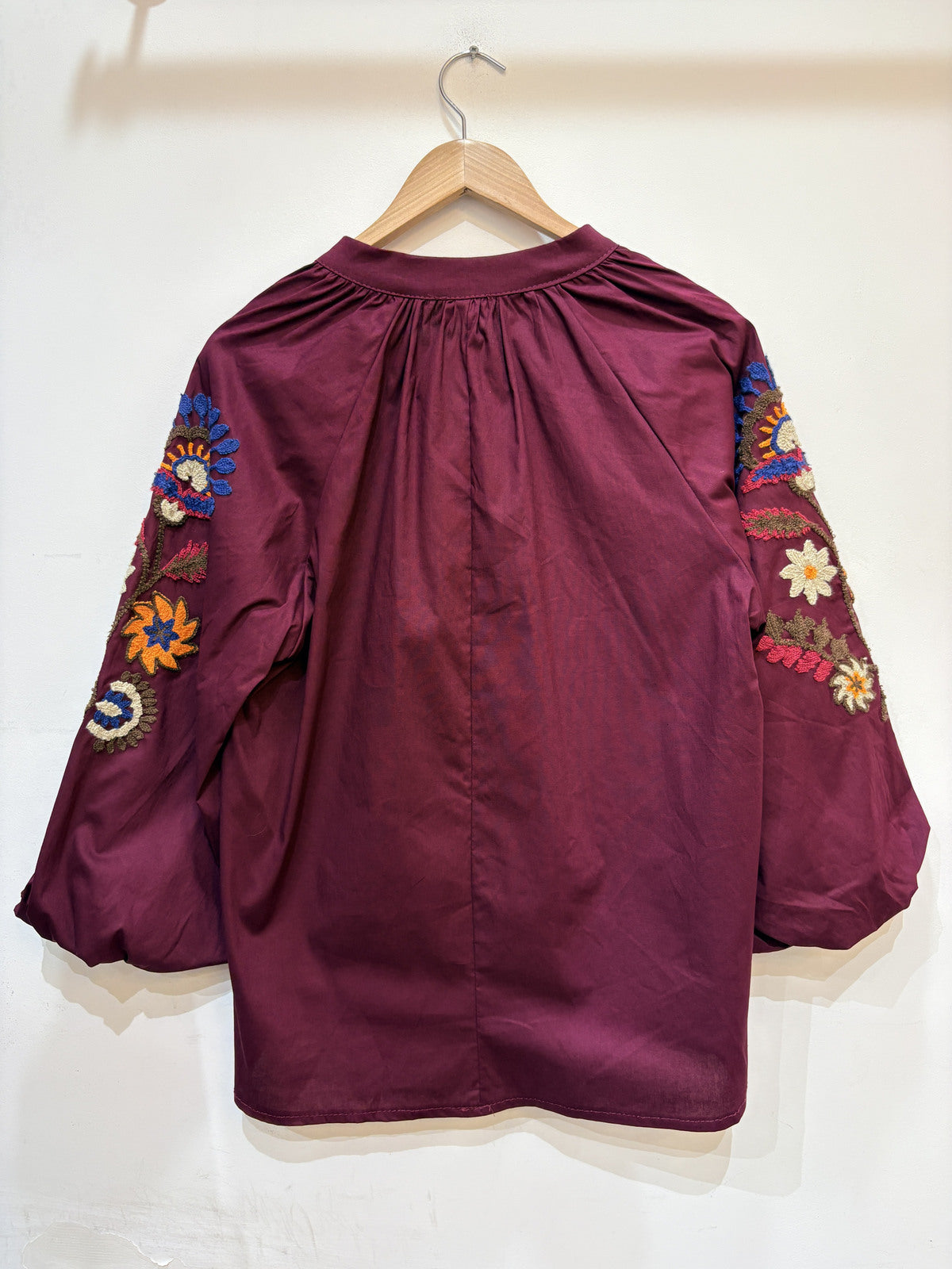 Geborduurde blouse | Bordeaux