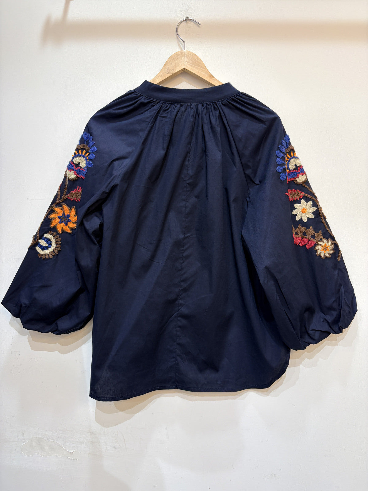 Geborduurde blouse | Navy
