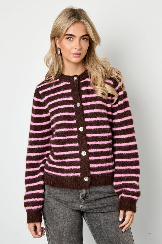 Vest met strepen | Bruin & Roze