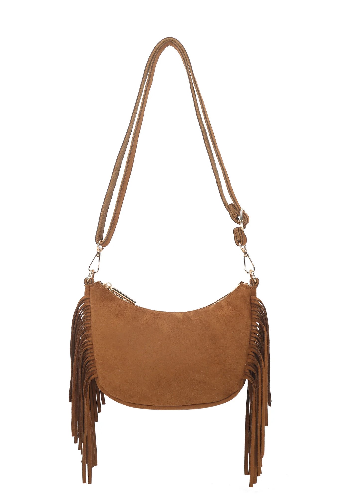 suede schoudertas | Bruin