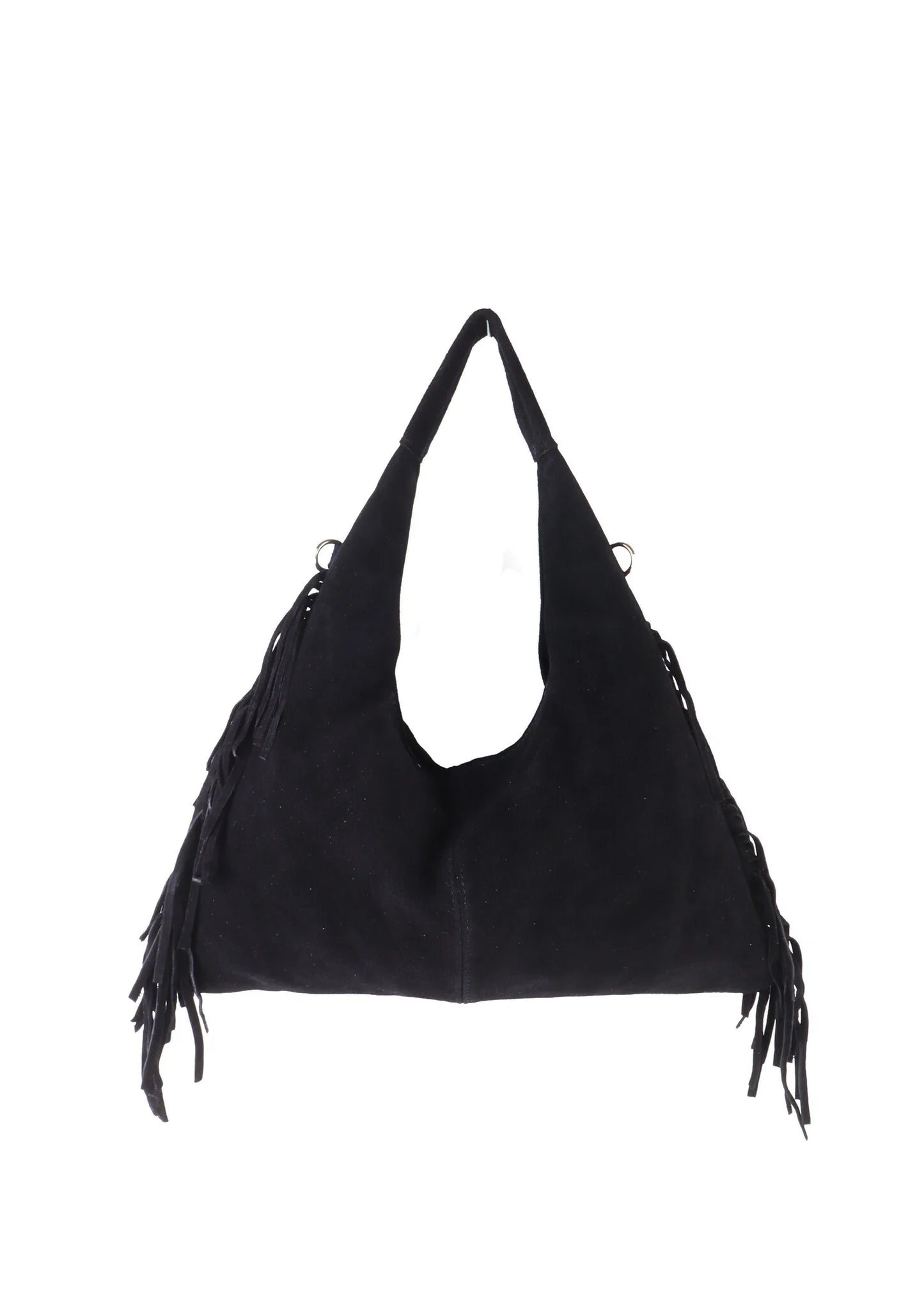 Lederen schoudertas suede | Zwart