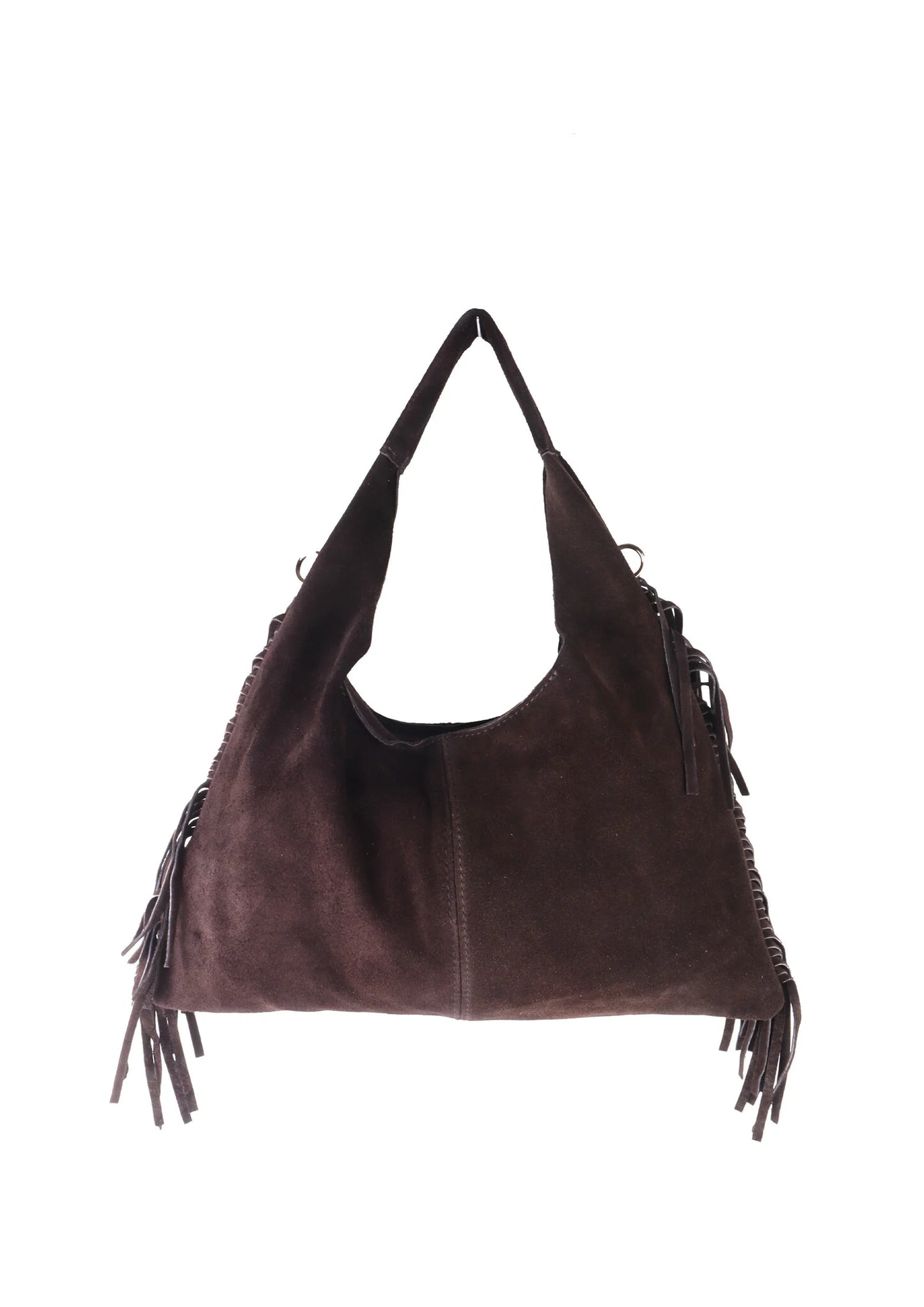 Lederen schoudertas suede | Koffie