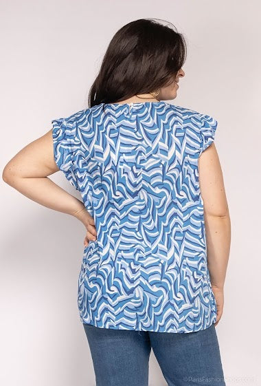 Abstracte print blouse | Blauw