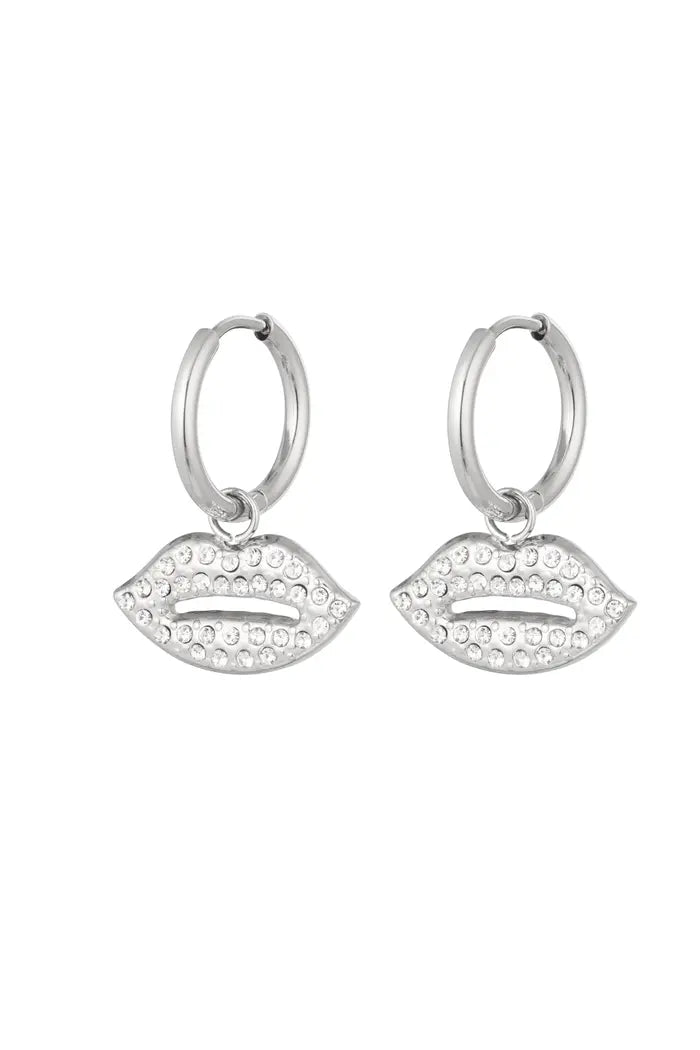 Earrings lips charm - silver Stainless Steel