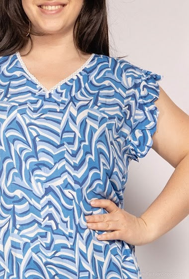 Abstracte print blouse | Blauw