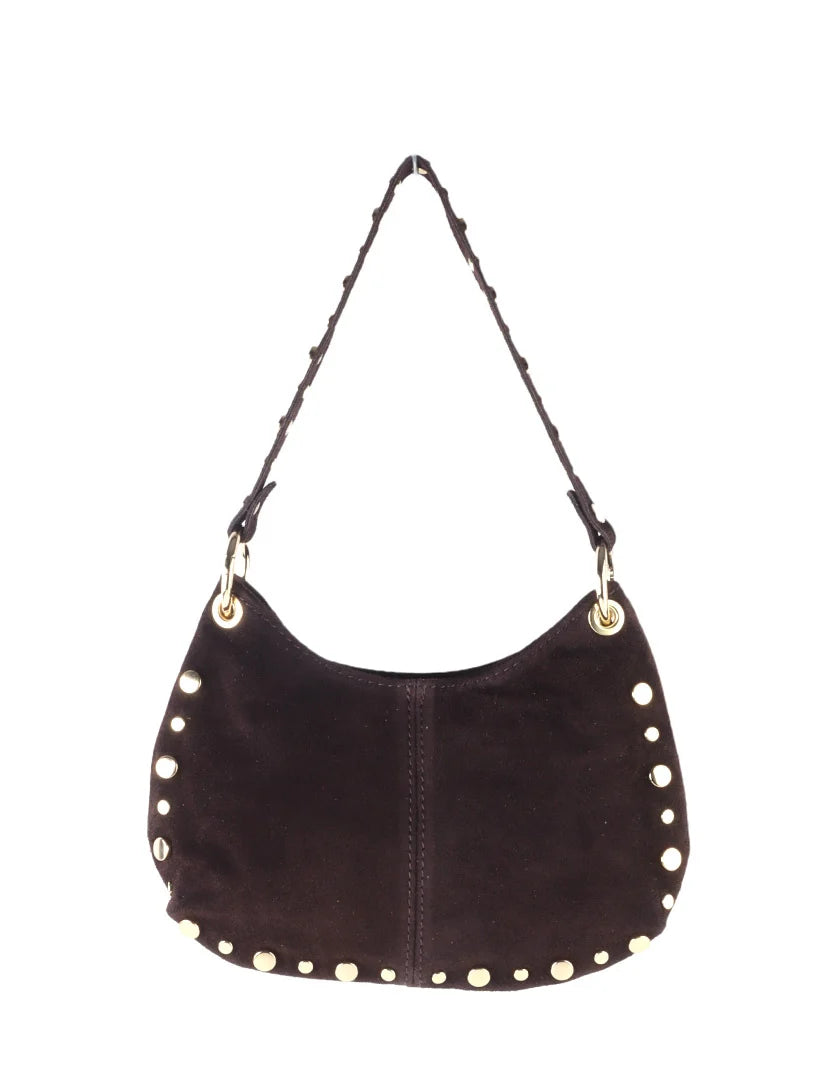 Lederen schoudertas suede | Koffie