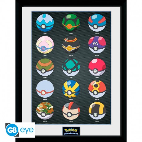 Art Print Pokemon Pokeballs (inclusief kader)
