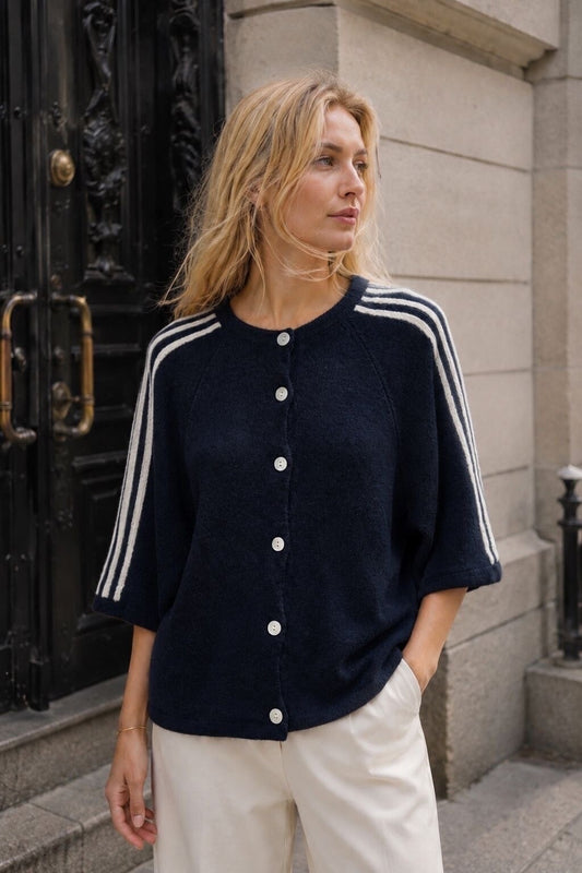 Vest met strepen | Donker blauw