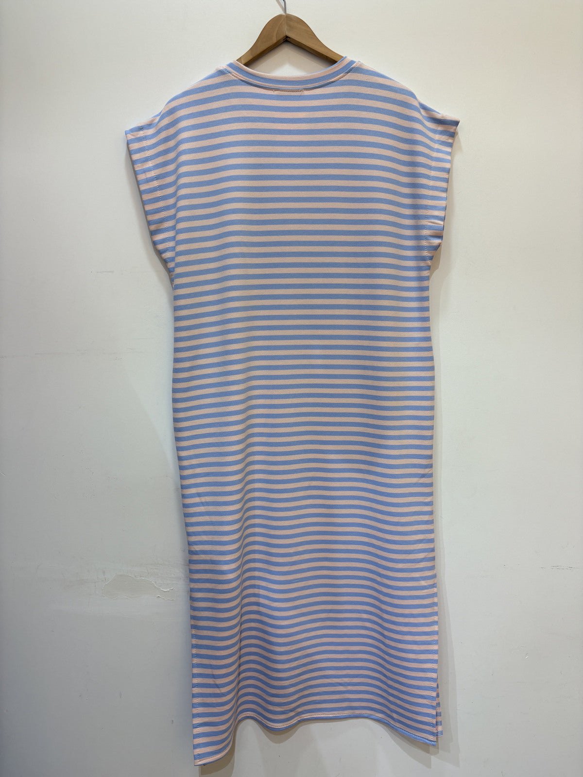 Mouwloze gestreepte kleedje | Blauw