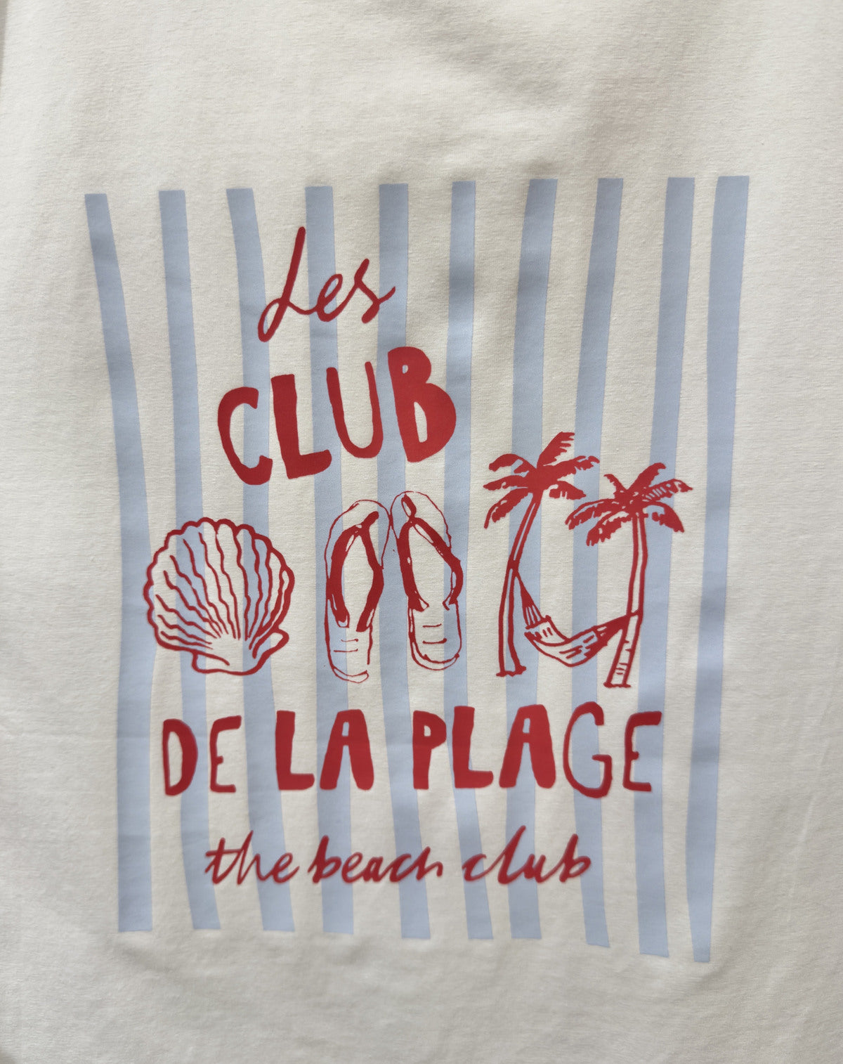 T-shirt the beach club | Wit & Blauw
